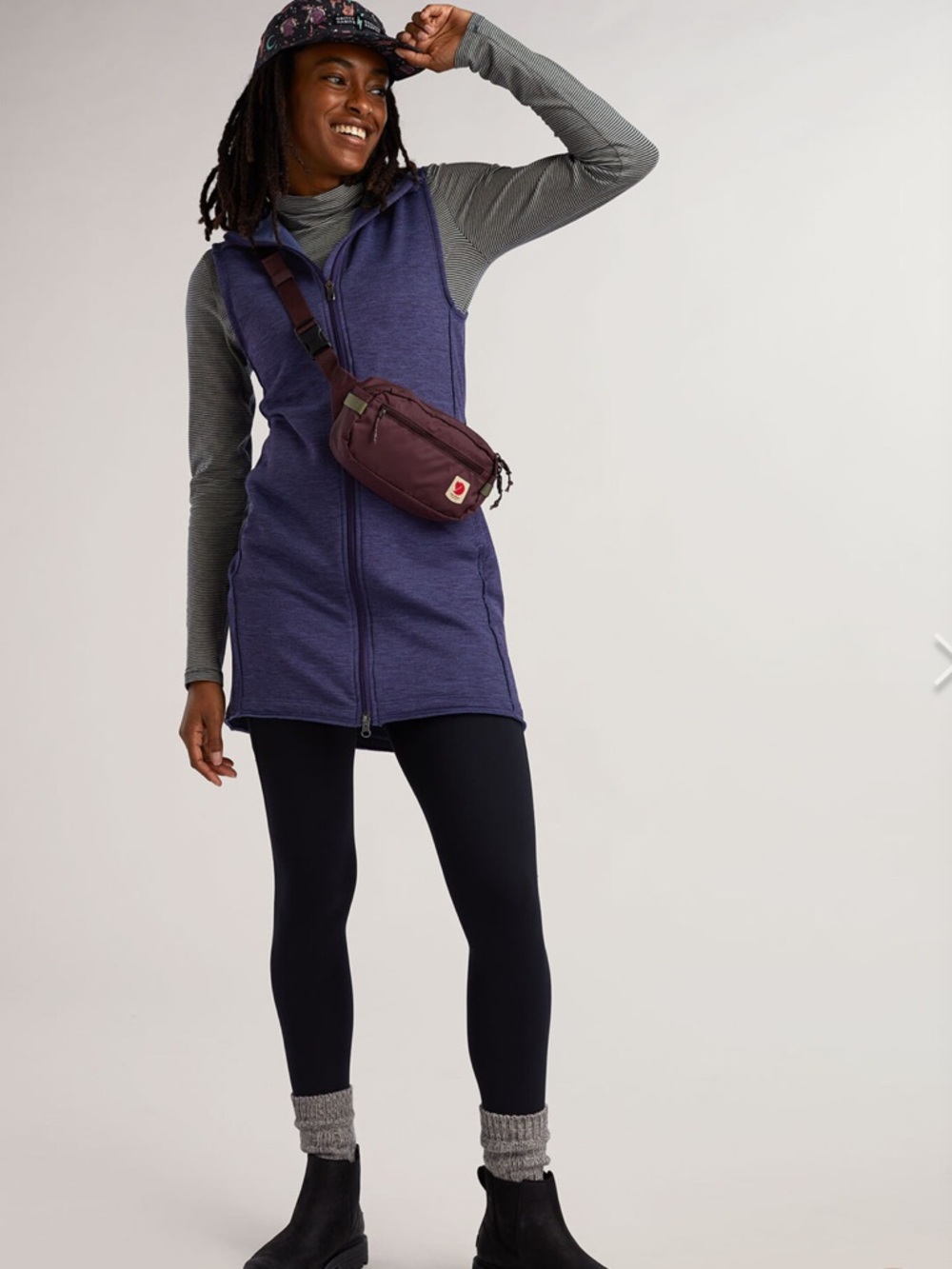 Title Nine Rainier Sleeveless Dress Purple Zip Front Vest Gorpcore Hiking Large
